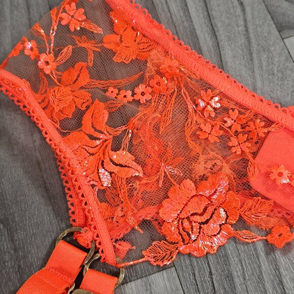 NWT Honey Birdette Whitney Orange Suspender Garter Belt Size L - Picture 5 of 7